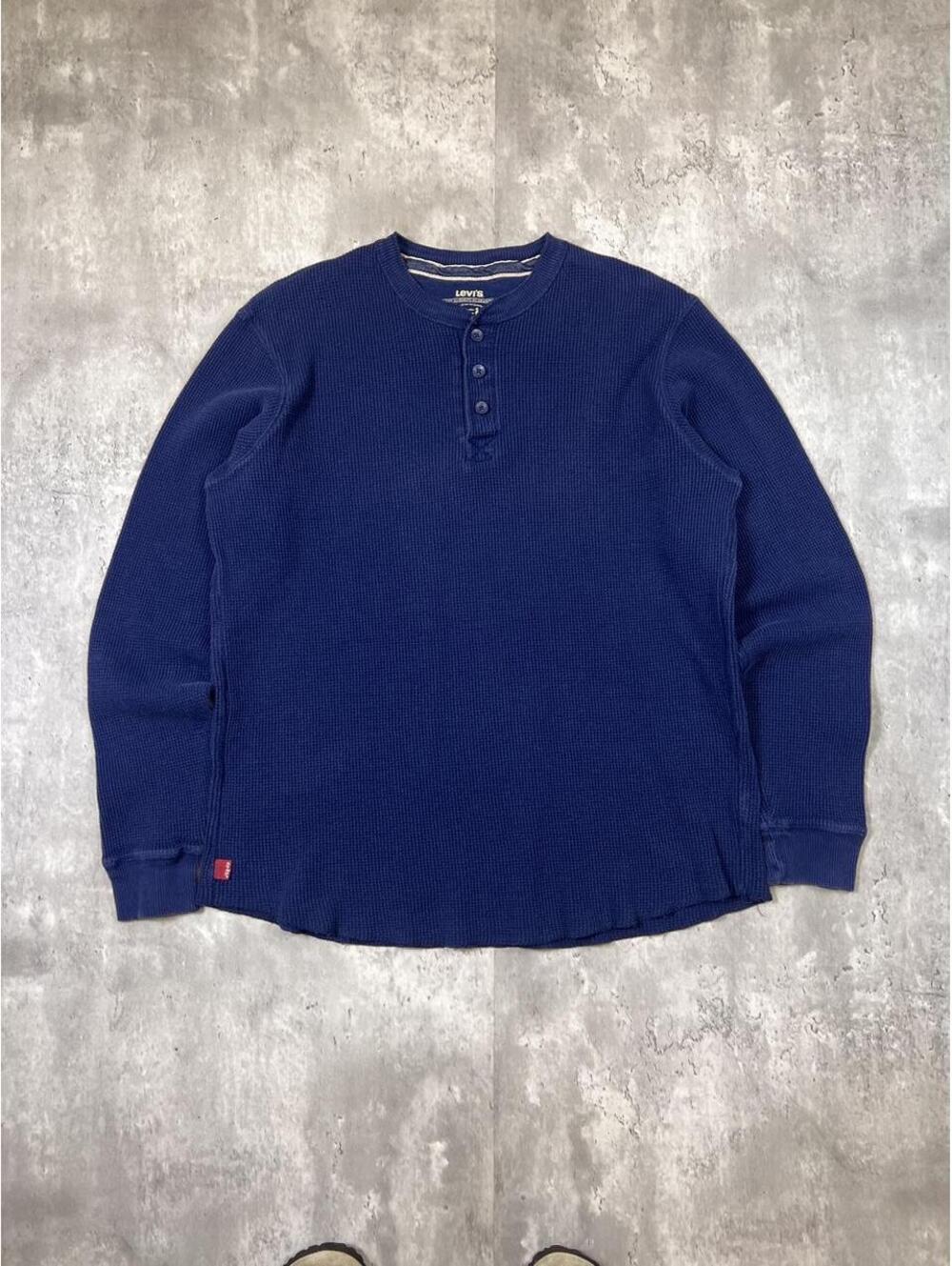 Levi’s Waffle Knit Henley Shirt Navy Blue